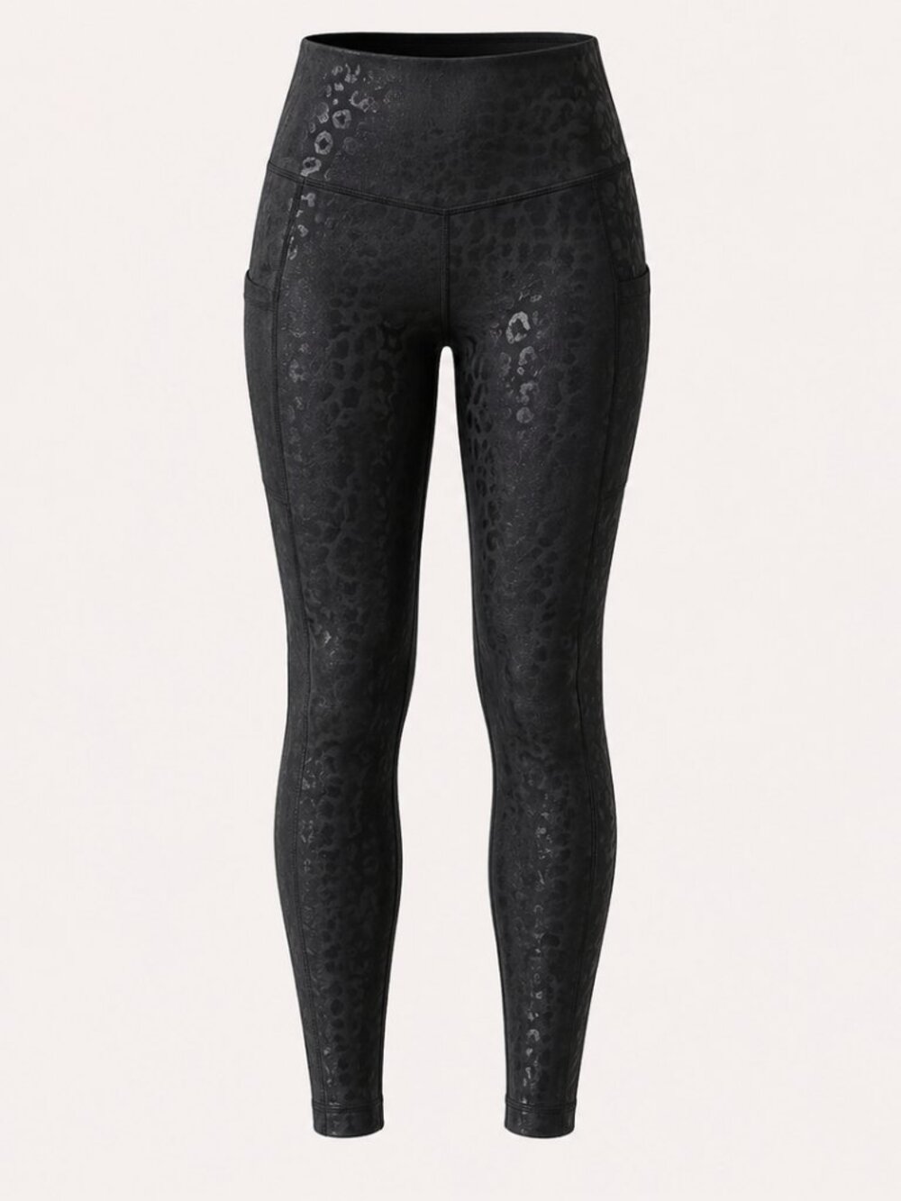 Black Leopard High Rise Yoga Leggings Side Pockets Size Small